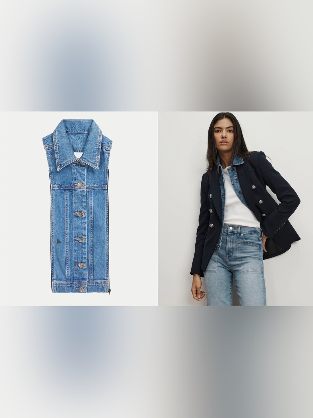 ‼️NWT Veronica Beard Navy Dickey Jacket with gold buttons and  Denim Dickey